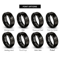 font options for inside engraving on black mig welder rings