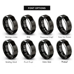 font options for inside engraving on black & silver mile marker rings