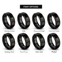 font options for inside engraving on black mile marker rings