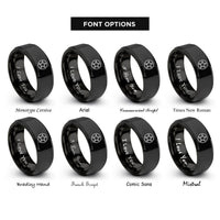 font options for inside engraving on black military star circle rings