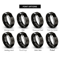 font options for inside engraving on black & gray military working dog rings