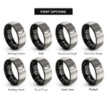 font options for inside engraving on black & silver milk bottle rings