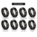 font options for inside engraving on black & silver milk frothing pitcher rings