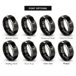 font options for inside engraving on black & silver milk frothing pitcher rings