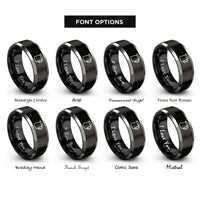 font options for inside engraving on black & silver milk frothing pitcher rings