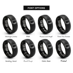 font options for inside engraving on black milk frothing pitcher rings