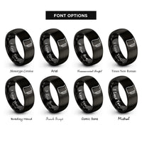 font options for inside engraving on black milk frothing pitcher rings