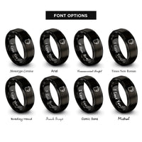 font options for inside engraving on black milk frothing pitcher rings