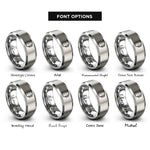 font options for inside engraving on gray milk frothing pitcher rings