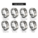 font options for inside engraving on gray milk frothing pitcher rings