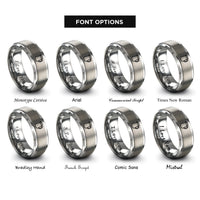 font options for inside engraving on gray milk frothing pitcher rings