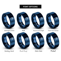 font options for inside engraving on blue milkshake cup rings