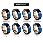 font options for inside engraving on rose gold & blue milkshake cup rings