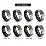 font options for inside engraving on black & gray milky way rings