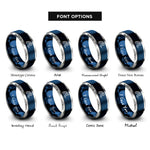 font options for inside engraving on blue & grey milky way rings