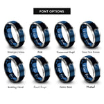font options for inside engraving on blue & grey milky way rings