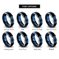 font options for inside engraving on blue & grey milky way rings
