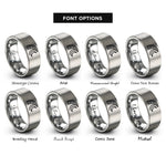 font options for inside engraving on silver milky way rings