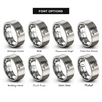 font options for inside engraving on silver milky way rings