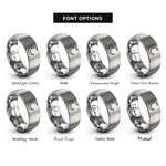 font options for inside engraving on silver milky way rings