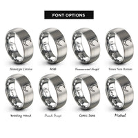 font options for inside engraving on silver milky way rings