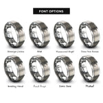font options for inside engraving on grey milky way rings
