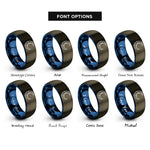 font options for inside engraving on gunmetal & blue milky way rings