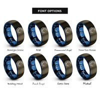 font options for inside engraving on gunmetal & blue milky way rings