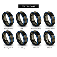 font options for inside engraving on gunmetal & blue milky way rings