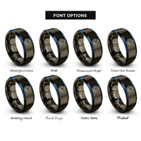 font options for inside engraving on gunmetal & blue milky way rings