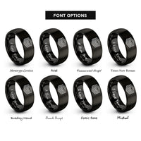 font options for inside engraving on black mille feuille rings