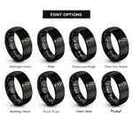 font options for inside engraving on black mimosa flute rings