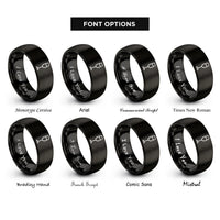 font options for inside engraving on black mimosa flute rings