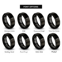 font options for inside engraving on black mimosa flute rings