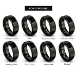font options for inside engraving on black mimosa flute rings