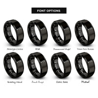 font options for inside engraving on black mimosa flute rings