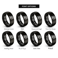 font options for inside engraving on black mini excavator rings