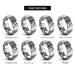 font options for inside engraving on gray mini excavator rings