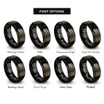 font options for inside engraving on gunmetal & black mini excavator rings