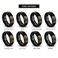 font options for inside engraving on gunmetal & black mini excavator rings