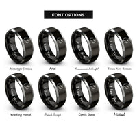 font options for inside engraving on black & grey mini lop rings
