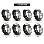 font options for inside engraving on black & gray mini paddle rings