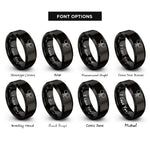 font options for inside engraving on black mini paddle rings