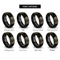 font options for inside engraving on gunmetal & black mini paddle rings