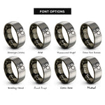 font options for inside engraving on gunmetal & silver mini paddle rings