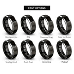 font options for inside engraving on black & silver mini rex rings