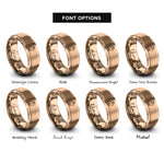 font options for inside engraving on rose gold mini rex rings