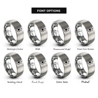 font options for inside engraving on grey minimal blood splatter rings