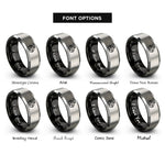 font options for inside engraving on black & gray minimal bot face rings