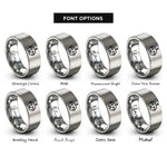 font options for inside engraving on silver minimal bot face rings